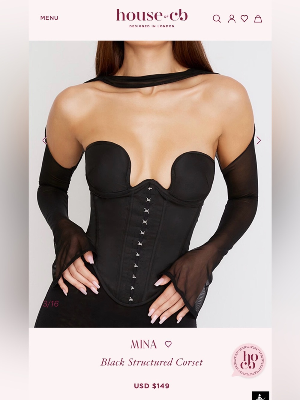NWT House of CB “Mina” Black Corset Top size XS with Plus Cup - Picture 2 of 11